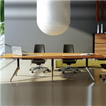 NOVARA BOARDROOM TABLE WITH CABLE BOX 3000 X 1200 X 750MM ZEBRANO TIMBER VENEER