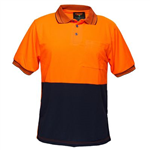 PORTWEST MP110 TWO TONED MICRO MESH POLO SHIRT ORANGE NAVY 3XL