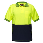 PORTWEST MP110 TWO TONED MICRO MESH POLO SHIRT YELLOW NAVY 5XL