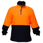 PRIME MOVER MF115 HIVIS POLAR FLEECE JUMPER LONG SLEEVE 14 ZIP 2TONE ORANGE NAVY 4XL