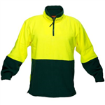 PRIME MOVER MF115 HIVIS POLAR FLEECE JUMPER LONG SLEEVE 14 ZIP 2TONE YELLOW GREEN EXTRA LARGE