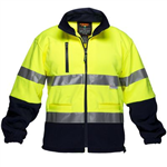 PRIME MOVER MA315 HIVIS FLEECY JACKET WITH TAPE WATER REPELLANT 2TONE YELLOW NAVY 3XL