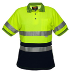 PORTWEST MP510 HIVIS POLO SHIRT MICRO MESH SHORT SLEEVE TAPE 2TONE YELLOW NAVY EXTRA LARGE