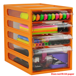 ITALPLAST OFFICE ORGANISER CABINET 4 DRAWER 255D X 165W X 230H MM MANDARIN