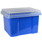 ITALPLAST FILE STORAGE BOX 32 LITRE BLUEBERRYCLEAR LID