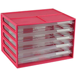 ITALPLAST DOCUMENT CABINET 5 DRAWER 255 X 330 X 230MM A4 WATERMELON