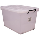 ITALPLAST ROLLER STORAGE BOX WITH LID 90 LITRE CLEAR
