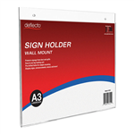 DEFLECTO SIGN HOLDER WALL MOUNT LANDSCAPE A3 CLEAR