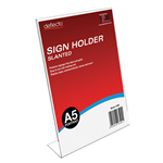 DEFLECTO SIGN HOLDER SLANTED PORTRAIT A5 CLEAR