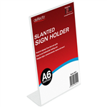 DEFLECTO SIGN HOLDER SLANTED PORTRAIT A6 CLEAR