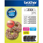 BROTHER LC233CL3PK INK CARTRIDGE VALUE PACK CYANMAGENTAYELLOW