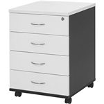 YS DESIGN OXLEY MOBILE PEDESTAL 4DRAWER LOCKABLE WHITEIRONSTONE