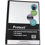 PROTEXT DISPLAY BOOK NONREFILLABLE INSERT COVER 20 POCKET A3 BLACK