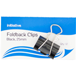 INITIATIVE FOLDBACK CLIP 25MM BLACK PACK 12