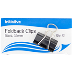 INITIATIVE FOLDBACK CLIP 32MM BLACK PACK 12