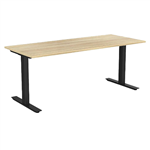 OLG AGILE FIXED HEIGHT INDIVIDUAL DESK WORKSTATION BLACK FRAME 1800MM X 750MM NEW OAK RAVINE TOP