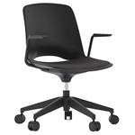 OLG VISTA SWIVEL CHAIR WITH ARMS BLACK BASE AND BLACK SEAT