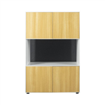 STEELCO 3 TIER 1 OPEN SHELF 2 DOORS CABINET 1200 X 800 X 450MM NATURAL BEECH