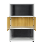 STEELCO 3 TIER 2 OPEN SHELF 1 DOOR CABINET 1200 X 800 X 450MM NATURAL BEECH