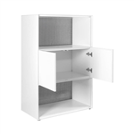 STEELCO 3 TIER 2 OPEN SHELF 1 DOOR CABINET 1200 X 800 X 450MM WHITE