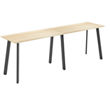 OLG FLARE BAR LEANER 6 LEG BLACK FRAME 3000MM X 750MM NEW OAK RAVINE 2PIECE TOP