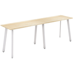 OLG FLARE BAR LEANER 6 LEG WHITE FRAME 3000MM X 750MM NEW OAK RAVINE 2PIECE TOP