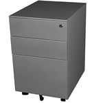 STEELCO TRIMLINE MOBILE PEDESTAL 3DRAWER LOCKABLE 390 X 500 X 615MM SILVER GREY