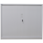 STEELCO TAMBOUR DOOR CABINET 2 SHELVES 1015H X 1200W X 463D MM WHITE SATIN