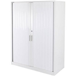 STEELCO TAMBOUR DOOR CABINET 3 SHELVES 1200H X 1200W X 463D MM SILVER GREY