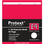 PROTEXT E9 PREMIUM EXERCISE BOOK 23 RULED 8M 70GSM 64 PAGE A4 ASSORTED