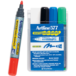 ARTLINE 577 WHITEBOARD MARKER BULLET 3MM ASSORTED WALLET 4