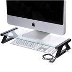 ESSELTE MONITOR STAND GLASS WITH 3 USB PORTS 20KG CAPACITY W570 X D210 X H90MM BLACK