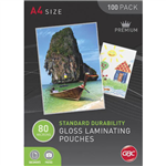 GBC LAMINATING POUCH GLOSS 80 MICRON A4 CLEAR PACK 100