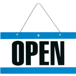 HEADLINE SIGN OPENCLOSED WITH CHAIN 275 X 150MM BLUEBLACKWHITE