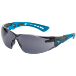 BOLLE SAFETY RUSH PLUS SMALL SAFETY GLASSES BLUE AND BLACK ARMS SMOKE LENS