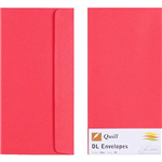 QUILL DL COLOURED ENVELOPES PLAINFACE STRIP SEAL 80GSM 110 X 220MM RED PACK 25