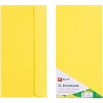 QUILL DL COLOURED ENVELOPES PLAINFACE STRIP SEAL 80GSM 110 X 220MM LEMON PACK 25