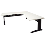 RAPID SPAN CORNER WORKSTATION WITH METAL MODESTY PANEL 1800 X 1500 X 700MM NATURAL WHITEBLACK