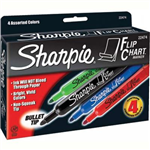 SHARPIE FLIP CHART MARKER BULLET BROAD 30MM ASSORTED PACK 4