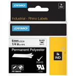 DYMO 1805442 RHINO INDUSTRIAL TAPE PERMANENT POLYESTER 6MM BLACK ON WHITE
