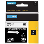 DYMO SD18482 RHINO INDUSTRIAL TAPE PERMANENT POLYESTER 9MM BLACK ON WHITE