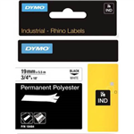 DYMO SD18484 RHINO INDUSTRIAL TAPE PERMANENT POLYESTER 19MM BLACK ON WHITE