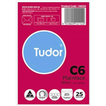 TUDOR C6 ENVELOPES WALLET PLAINFACE PRESS SEAL POST OFFICE SQUARES 80GSM 114 X 162MM WHITE PACK 25