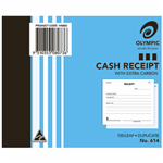 OLYMPIC 614 CASH RECEIPT BOOK CARBON DUPLICATE 100 LEAF 100 X 125MM