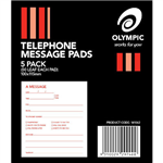OLYMPIC TELEPHONE MESSAGE PADS 50 LEAF PACK 5