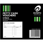 OLYMPIC PETTY CASH VOUCHER PAD 50 LEAF 100 X 120MM PACK 5