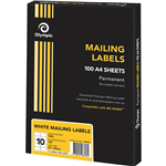 OLYMPIC MAILING MULTIPURPOSE LABELS ROUND CORNERS  10UP 9906 X 57MM WHITE BOX 100