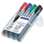 STAEDTLER 352 LUMOCOLOR PERMANENT MARKER BULLET 20MM ASSORTED WALLET 4