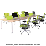 OBLIQUE HEIGHT ADJUSTABLE 6 PERSON BACK TO BACK DESK 3600 X 1500 X 720MM SNOW MAPLE