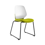SYLEX KALEIDO CHAIR WHITE SLED FRAME OLIVE SEAT